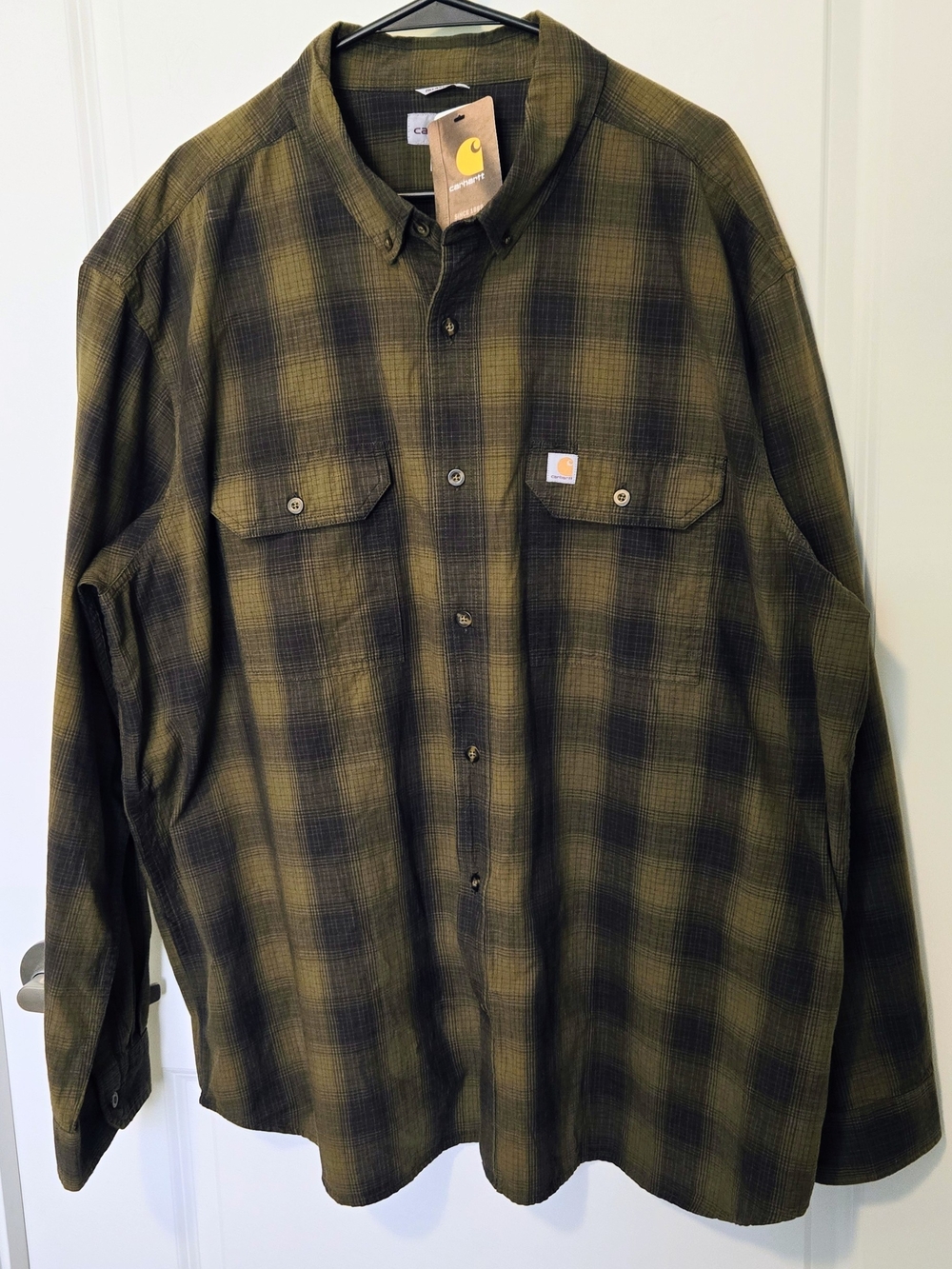 Carhartt Olive Green Plaid Work Shirt 3XL Regular NWTAGS Clean Solid